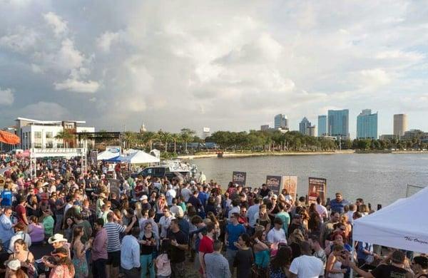 Nice view of Downtown from Bourbon and Brews Festival from the Heights Waterfront next to Waterworks Park and Ulele