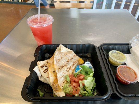 Quesadillas Supreme w/ strawberry margarita