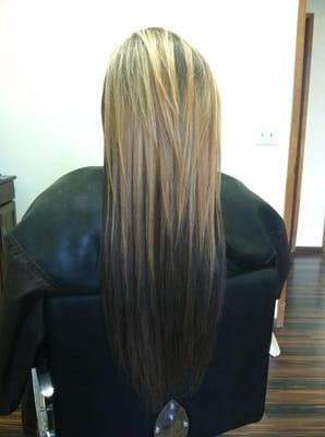 Sew in EXTENSIONS on straight hair!!! No sliding out when wet...  The best cuticle INDIAN HAIR!!! By Cree