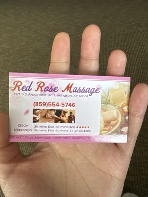 Their business card (the operation time and pricing are different)