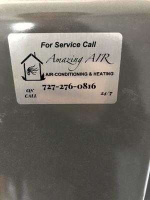 Installed air handler with our Logo