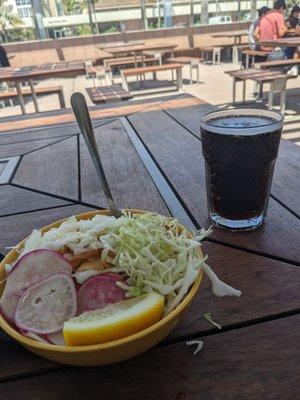 Pork Pozole with Radishes, Cabbage, Onion, Lemon and Tortilla Chips