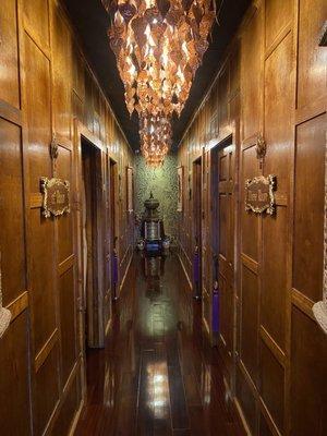 Hallway leading to massage rooms