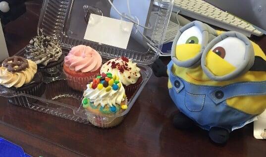 Look at this minion. He's really happy someone bought him Mad Hatter's cuppy cakes for his bday.