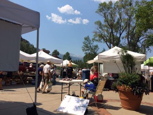 You can catch a view of Longs Peak from the market