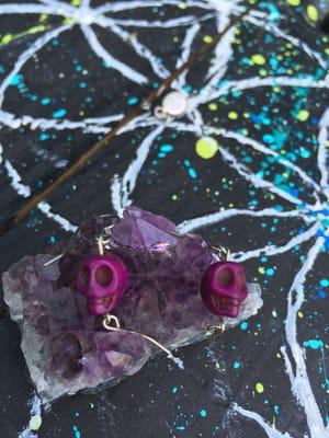 Purple Howlite Earrings with Titanium hooks