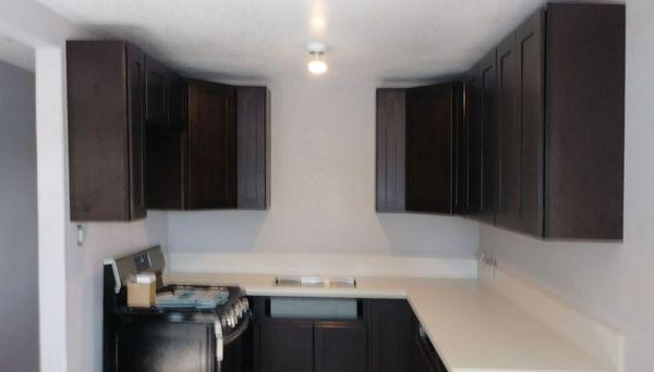 New cabinets installed. New countertops.quartz cloudy white