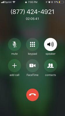 2 hours on hold, only to be disconnected when they closed at 7:00.