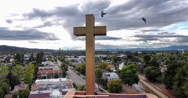 Charity work done for the local church. They requested a up close shot of the cross the have mounted on their roof.