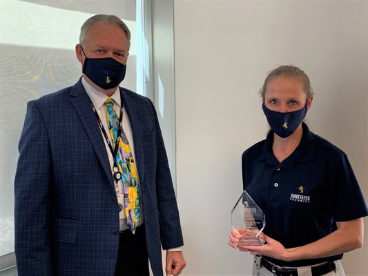 Security Officer of the Year 2020 Runner-Up Sonia being presented her award from Glenn Rudd in Denver, CO.