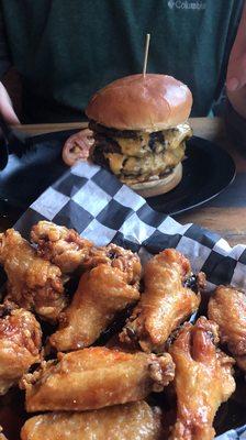 Hot honey wings .. roadstar burger.. finish it and you get a free t-shirt