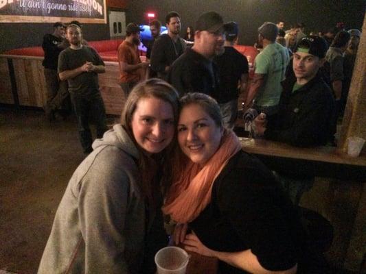 Friends at a table - picture towards the Bull Ride!