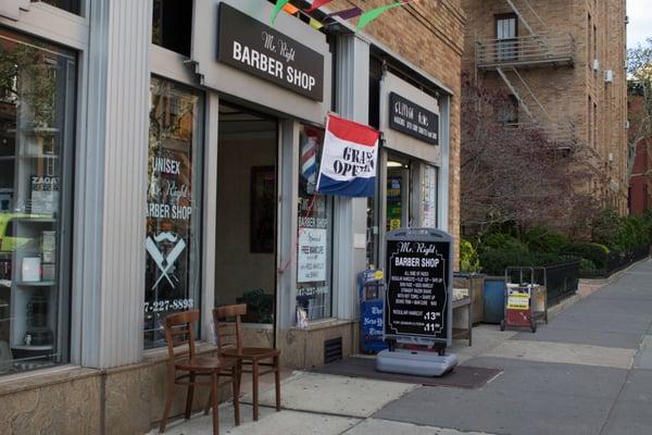 Mr. Right Barbershop on Clinton Street.