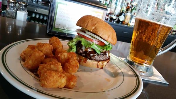 Bourbon Burger with Tater Tots