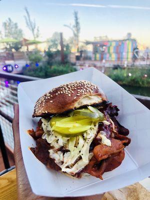 BBQ mushroom burger on the floating bar!