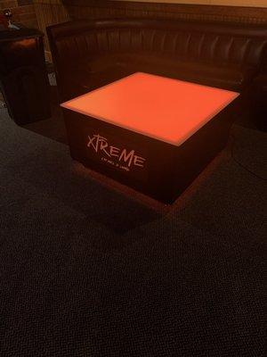 Led lit coffee tables upstairs!