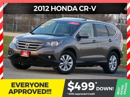 It has sleeker looks, spacious cargo room and impressive gas mileage. The 2012 Honda CR-V! CarFax certified. With 68,080 miles.