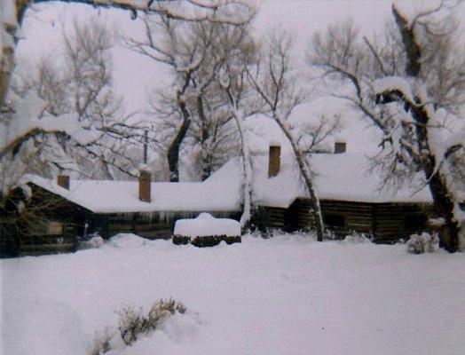 Back of Aunt Carrie's cabin/house in dead of winter. Circa 1971