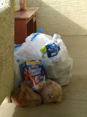 My neighbors trash; they never took their trash out. But I received notice for having my sons toy on my porch.