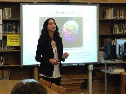 Lauren speaks to parents at one of her educational presentations on the impact of technology on the developing minds of teens.