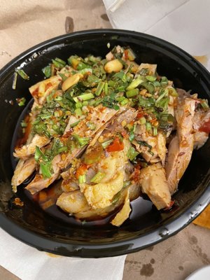 Steamed chicken with chili sauce