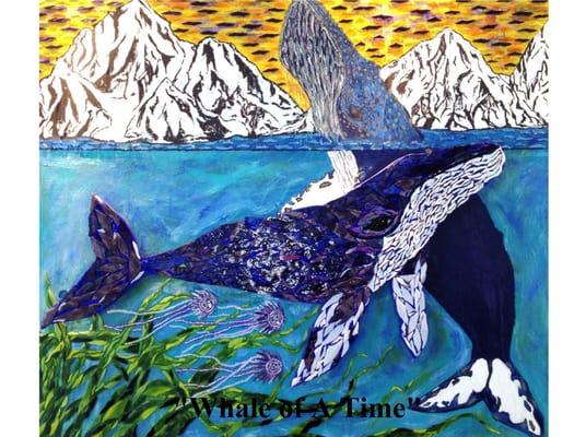 "Whale of a Time" Artist- Stephanie LeProwse Wild Alaskan Glassed Mosaic Art