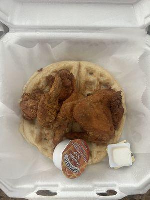 Chicken and waffles - Perfectly fried chicken and the waffles was mouth watering with the butter and syrup