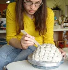 Working on clay basket workshop