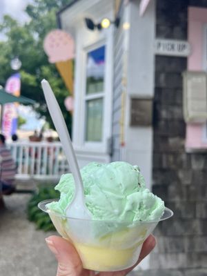 Pistachio ice cream + lemon sorbet