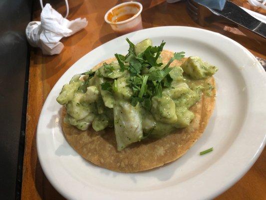 Tostada de Ceviche Verde