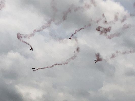 5/18/19. Saturday morning. 2019 Air Show: Defenders of Liberty! The Black Daggers Army Parachute Demonstration Team!