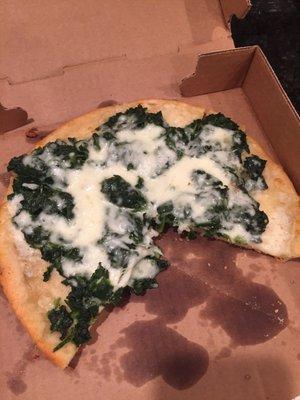 Spinach pizza....not what I expected. I wouldn't order this again. A little too salty for me, only ate one piece.