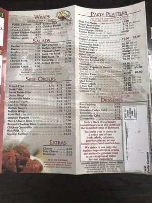 Take out menu