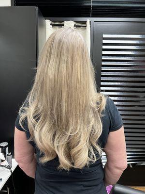 Grey blended to blonde