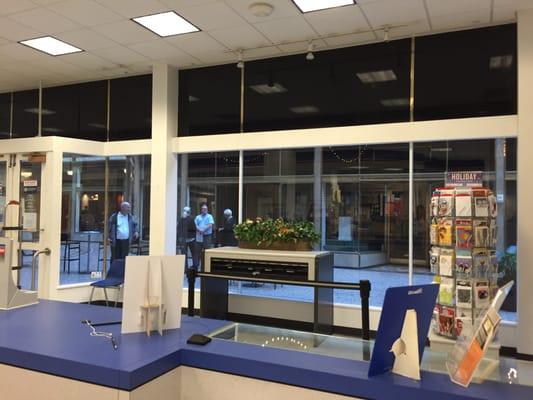 View looking outside into arcade