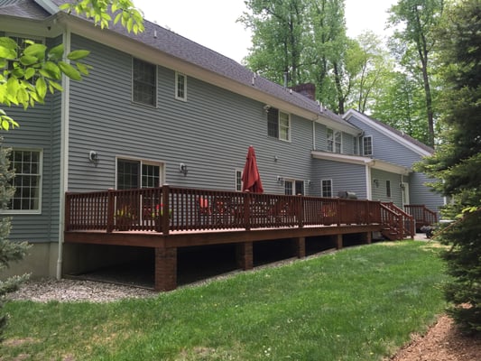 After strip , power wash , a translucent oil stain was apply to the deck.