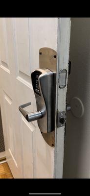 Beat up lock. Low standard of upkeep