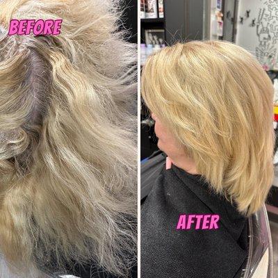 Before and after of client, by Deidre Americo.