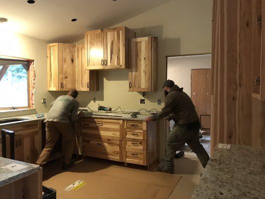 Installation of kitchen counters.