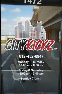 City Kickz

Mon- (CLOSED)
Tues- (10AM-6PM)
Wed- (10AM-6PM)
Thurs- (10AM-6PM)
Fri- (11AM-7PM)
Sat- (11AM-7PM)
Sun- (12PM-5PM)