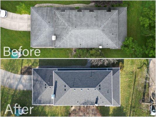 Howell Roof Renewal: Dramatic upgrade in style and function. See the striking difference! Check out our 'Before & After' gallery