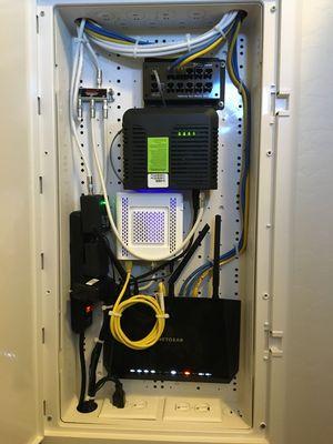 Low Voltage wiring can cleaned up to fit internet hardware neatly