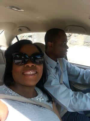 Happy sabbath...My love and I driving from Ethnan Temple SDA church 9/2014.