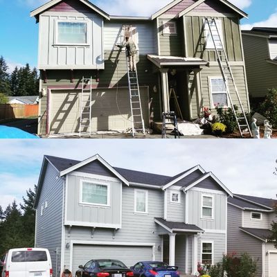 Exterior repaint Before and After.