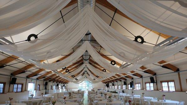 Ceiling drapes at Pickering Barn In Issaquah