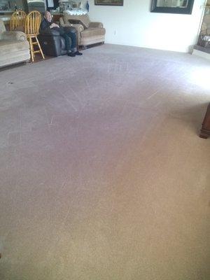 After major red wine stain on living room carpet.