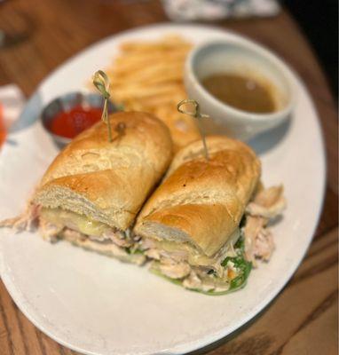 Famous Rotisserie Chicken Sandwich with fries