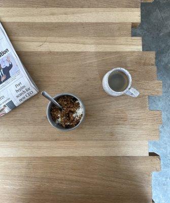 Breakfast with morning paper