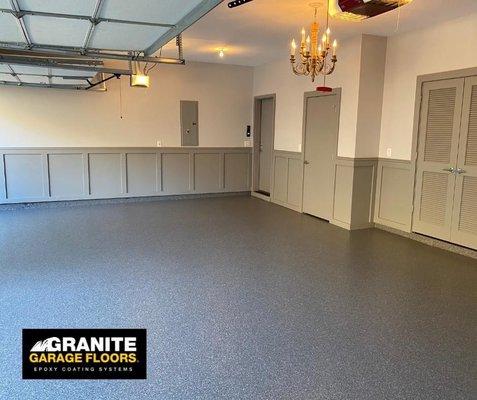 Standard Granite Garage Floor flake installation