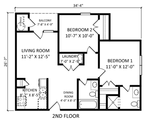 Chelsea - Two Bedroom | Two Bath | 791 sq ft